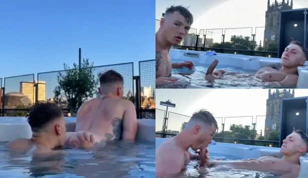 Blowjob in the rooftop jacuzzi
