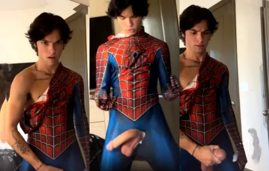 Spider-man from tiktok shoots his special web with your big cock